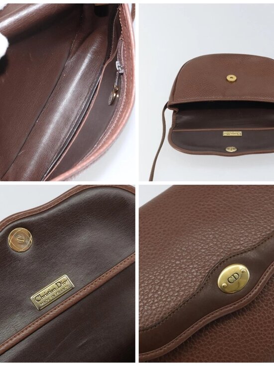 Christian Dior Shoulder Bag Leather Brown Gold Auth - Picture 14 of 15